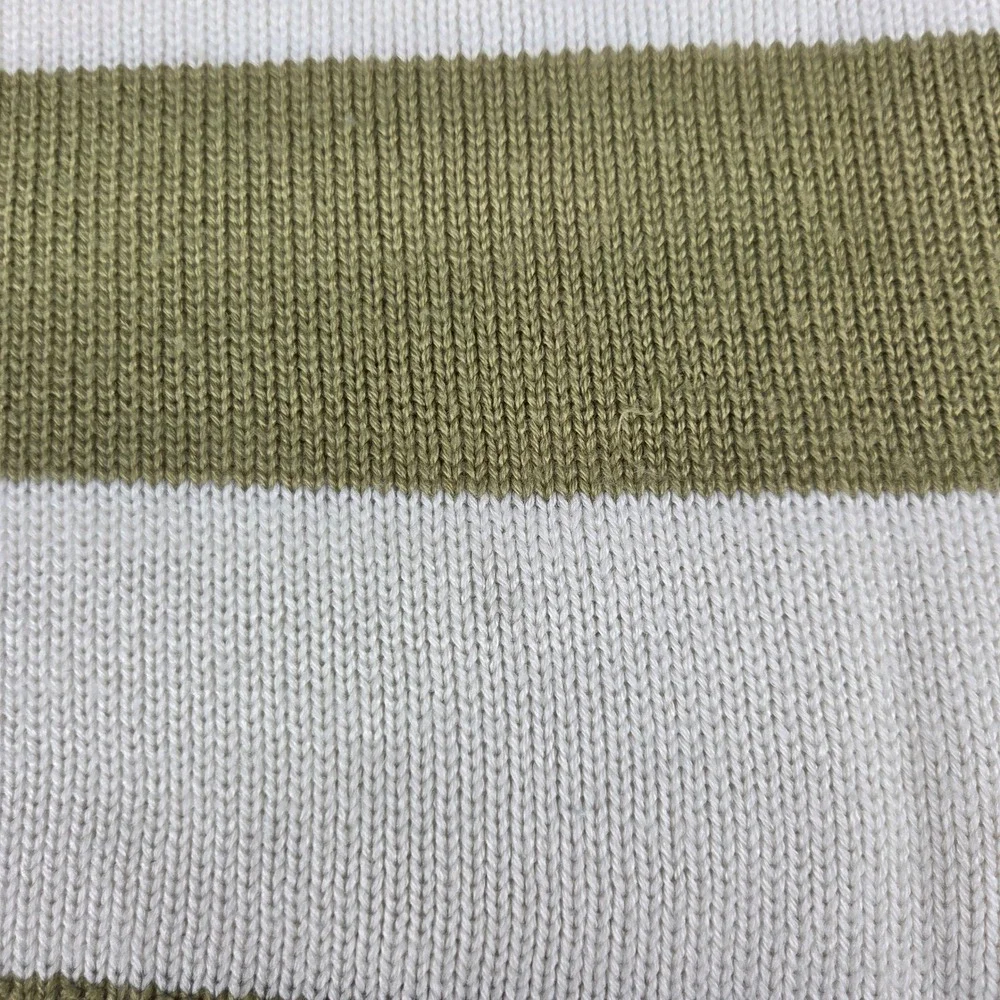 Cocalo Baby Knit Blanket Sage Green Cream Striped Ribbed Trim Soft Nursery
